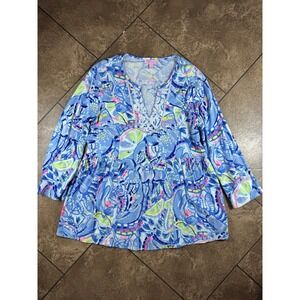 Lilly Pulitzer Tunic Top Multi Catch the Wave Size XS